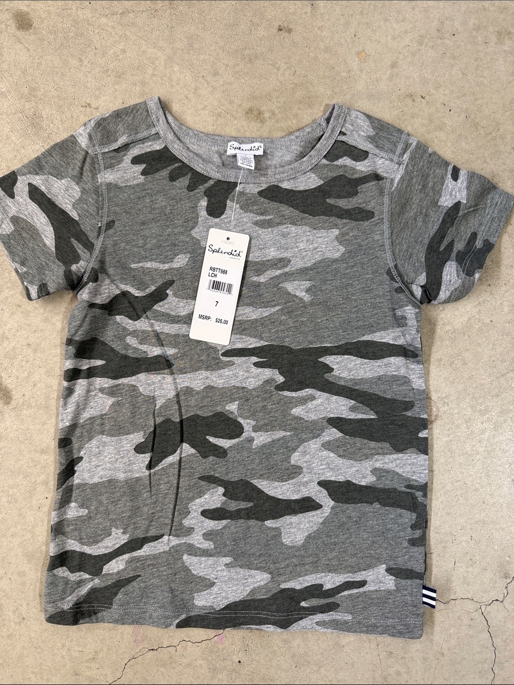 Splendid Boys' Grey Camo Short Sleeve Tee